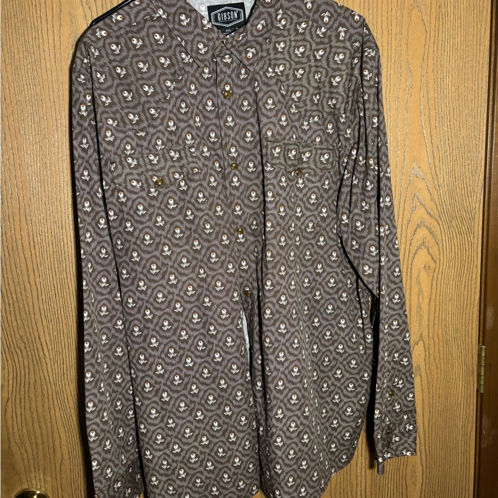 GIBSON TRADING CO. MEN'S FLORAL PRINT LONG SLEEVE SNAP WESTERN SHIRT